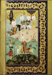 Império Otomano: representação do Sultão Selim I chamado o Terrível (1470-1520) a cavalo. Miniatura do "Divã" (coleção de poemas) escrito pelo Sultão Selim I. (Sra. FY1330, fol. 27) Século XVI. Istambul, Biblioteca da Universidade