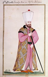 Arte otomana: chefe dos jardineiros do palácio. Imprimir a partir de um manuscrito