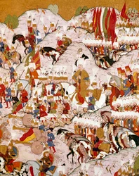 Representação da Batalha de Maomé em 29/08/1526, detalhe (miniatura