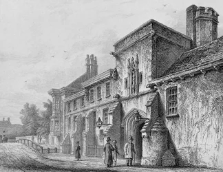 Portão da Faculdade e Wardens Lodge Winchester, c.1830