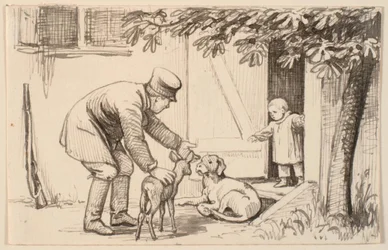 O homem, a criança e o cachorro