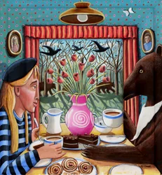 Tea With The Bear, 2025 (gesso colorido)
