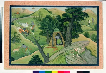 74.73 Rama e Lakshmana vagando em busca de Sita, do Ramayana, Kangra, Himachal Pradesh, 1780