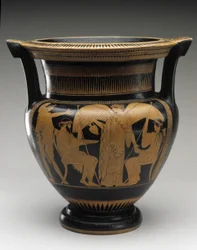 Coluna da Figura Vermelha Krater com cena de Zeus e Hera, 480-460 aC (terracota)