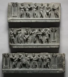 Bacanalian Relief, Paquistão, Gandhara, área de Buner, início do período Kushan (AD 1-320) (xisto)