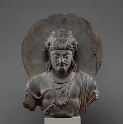 Busto de um Bodhisattva Shakyamuni, século 3-4 (xisto)
