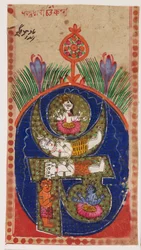 Om mantra com figuras de divindades