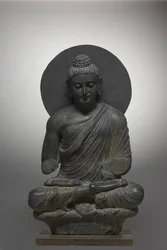Buda sentado, de Gandhara, período de Kushan, primeira metade do século III