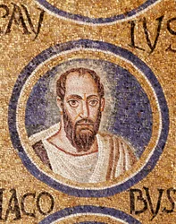 Arte Paleocreciana: Mosaico "São Paulo" do final do século V Ravena, cappella Arcivescovile (capela do Arqueiveche)