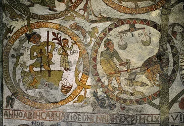 Os signos do Zodíaco no chão de mosaico da
catedral de Otranto (mosaico)