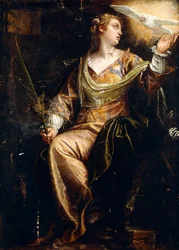 Santa Catarina de Alexandria na prisão, com o Espírito Santo por cima, c.1580 (óleo sobre tela)