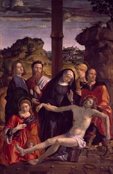 Deposição de Cristo, detalhe de Políptico da Paixão de Paolo Cavazzola (1486-1522)