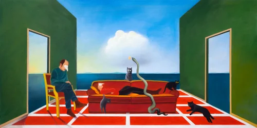 A terapia, 2021 (óleo sobre painel de madeira)