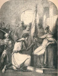 Hugh de Vermandois recebendo uma bandeira consagrada do Papa Urbano, 1869