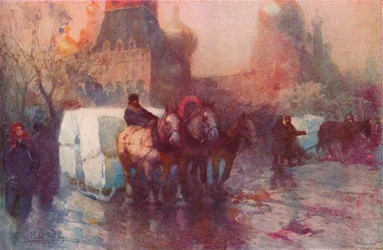 Transporte de gelo em Moscou, século c19