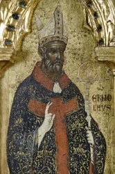 St. Hermolaus, detalhe do 1630100 Políptico da Crucificação com Santos