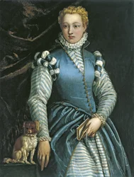 Retrato de uma mulher com um cão