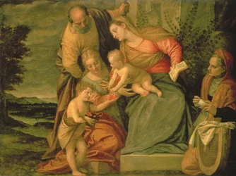 A Sagrada Família com Santa Isabel e João Batista