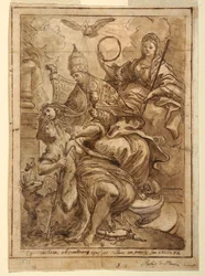 Desenho, Igreja Triunfante sobre a Falsidade, ca. 1700