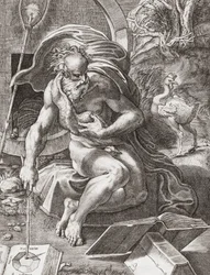 Diógenes, filósofo grego do século III a.C. (gravura)