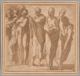 Grupo de nove figuras de pé