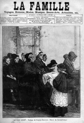 O bolo de pão, gravado a partir de 1888 após a pintura de Dagnan-Bouveret. Capa do jornal "La famille", de 1888.