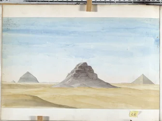 Vista da Pirâmide de Dachour. Desenho de Pascal Coste (1787-1879) Museu de Arqueologia do Mediterrâneo, Marselha