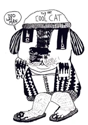 Gato fixe, 2014 (tinta e óleo)