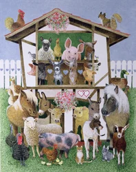 Casa de brincar dos animais (óleo sobre tela)