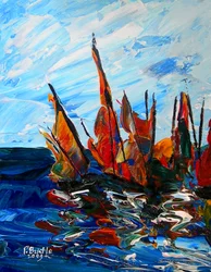 Veleiros em Port a Bainet, 2009 (acrílico sobre madeira)