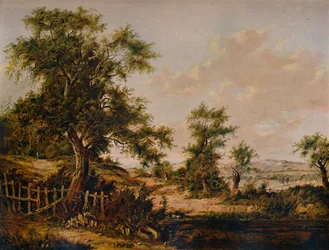Paisagem, com piscina e árvore em primeiro plano, 1828