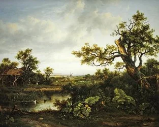 Paisagem arborizada (óleo sobre painel)