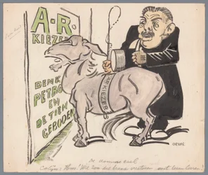 Colijn com o eleitor anti-revolucionário como burro The Dumb Ass (título no objeto)
