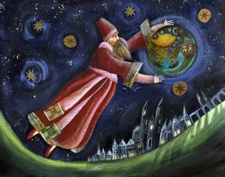 Michel de Nostradamus, astrólogo. Ilustração de Patrizia La Porta.