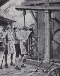 James Watt a trabalhar na máquina a vapor