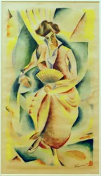 Senhora com ventilador