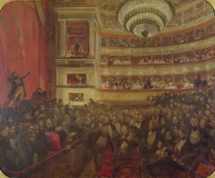 Performance de &39;Hernani&39; por Victor Hugo (1802-85) em 1830, c.1902-03