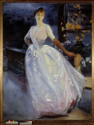 Retrato de Madame Roger Jourdain, esposa do pintor. Pintura de Paul Albert Besnard (1849-1934)