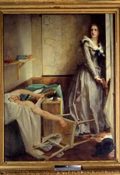 Revolução Francesa: "Charlotte Corday (1768-1793) na época do assassinato de Jean Paul Marat" Pintura de Paul Baudry (1828-1885)