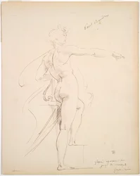 Estudo de Apollo para Marsyas reto, Face in Profile verso, final da década de 1860.