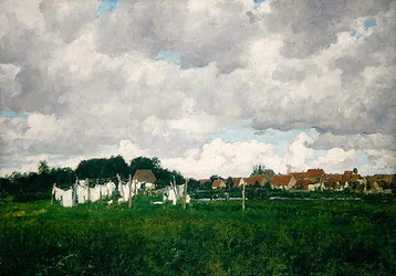 Mecklenburg, Paisagem com a Pequena Cidade de Schwann no Warnow