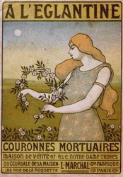 Estilo de vida. Para a rosa selvagem, troca de grinaldas funerárias, florista. Anúncio de Paul Berthon, França, c.1900 (cartaz)