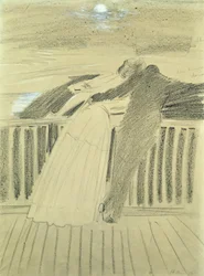 Jeanne Hugo e Jean Charcot em Hauteville House, Guernsey (pastel sobre papel)