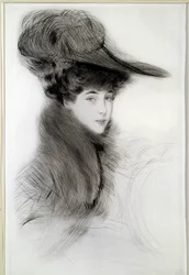 Retrato da Duquesa de Malborough. Desenho de Paul Helleu (1859-1927), século XX. Bayonne, Musee Bonnat