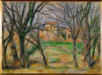 Árvores e casas (óleo sobre tela)
