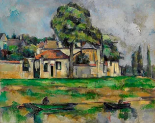 "Berges de la Marne" (Bancos da Marne) Peinture de Paul Cezanne (1839-1906) - vers 1888 - Óleo sobre tela - Dim 65x81,3 cm Galeria de Arte de Nova Gales do Sul