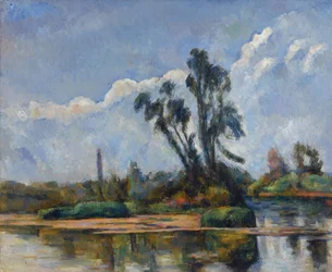 La Riviere par Cezanne, Paul (1839-1906). Óleo sobre tela, tamanho : 50x61, ca 1881, Colecção Privada