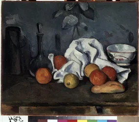 Natureza morta com frutas. Pintura de Paul Cezanne (1839-1906)