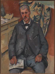 Retrato do Homem Sentado Pintura de Paul Cezanne (1839-1906) 1898 Oslo. Nasjonalgalleriet - Retrato de um homem sentado. Pintura de Paul Cezanne (1839-1906)