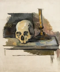 Natureza morta com caveira e castiçal, cerca de 1900 (óleo sobre tela)